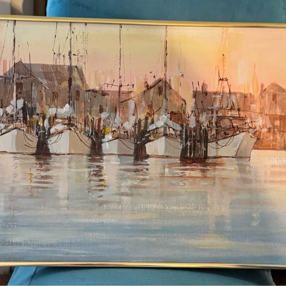 A Kerry Hallam original Acrylic on Canvss 36x16 Gold Metal Frame - Picture 3 of 3